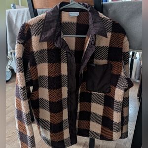 Columbia Brown and Cream Plaid Jacket